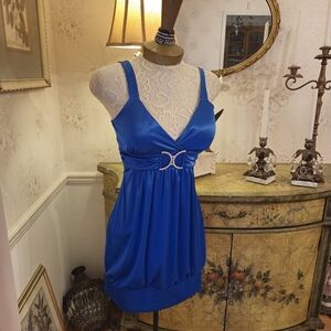 Y2K Taboo Peacock Blue Club Cocktail Party Dress S/M
